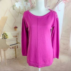 NEW Talbots Hot Pink button Cotton Sweater